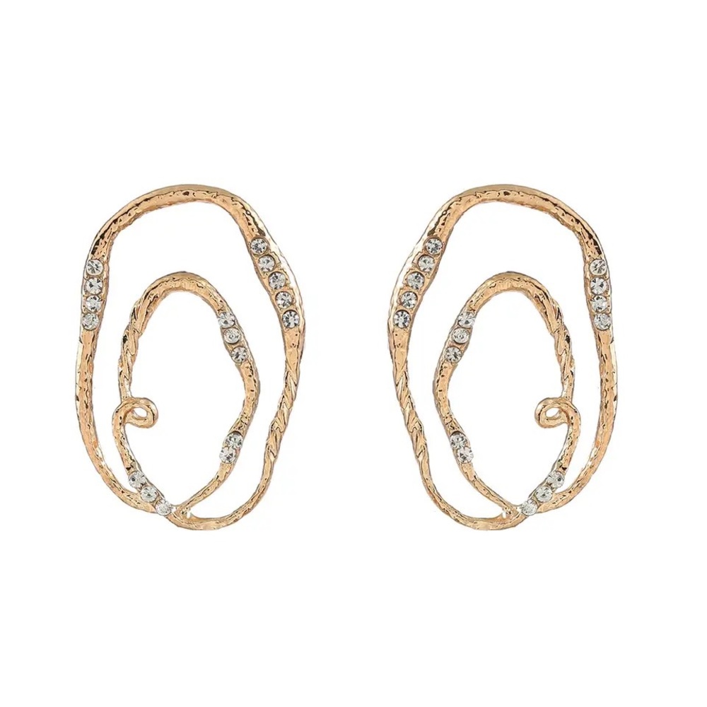 New textured shiny earrings, gold color.